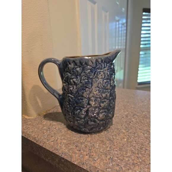 BBP Beaumont Bros Pottery Blue Gray Stoneware Pineapple Pitcher 7" 1998 - Picture 6 of 8